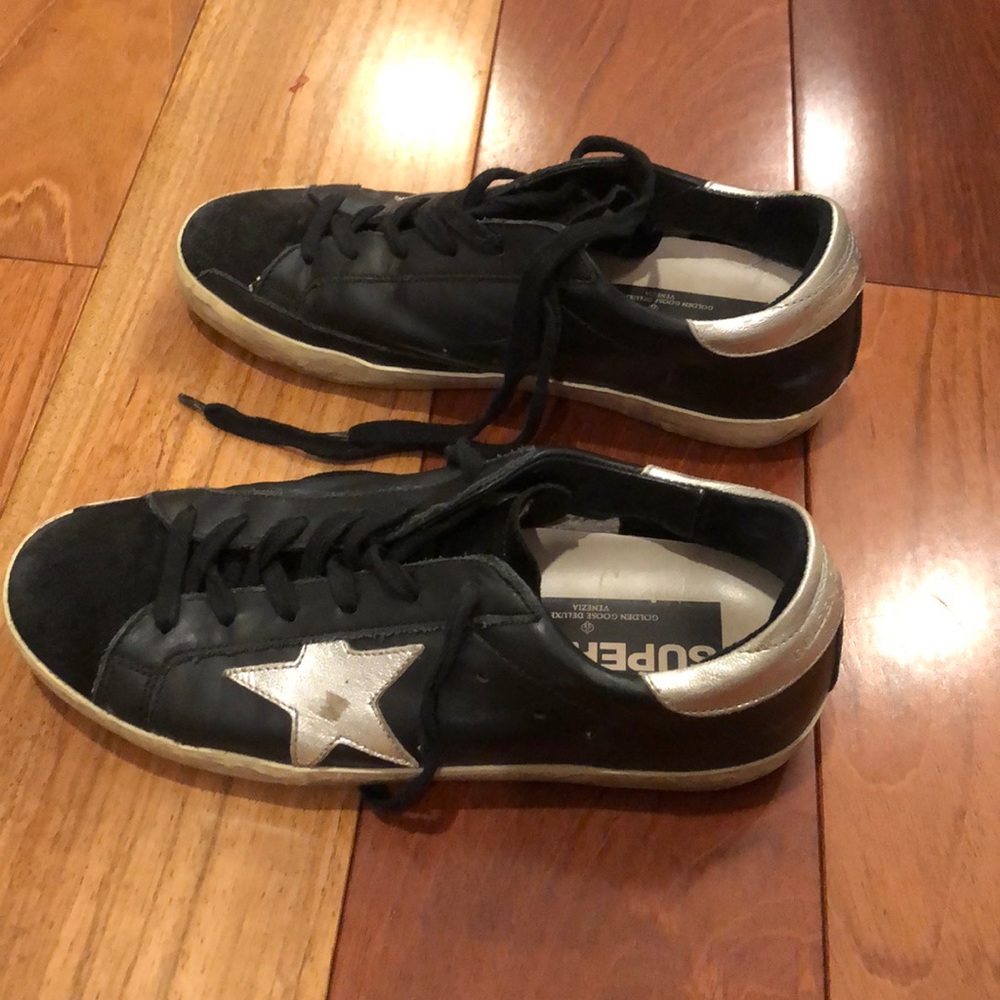 Golden Goose Black Sneakers with Silver Star